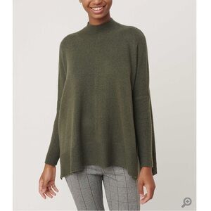LOFT Petite Rib Trim Poncho Sweater, size: XS Petite, color: green